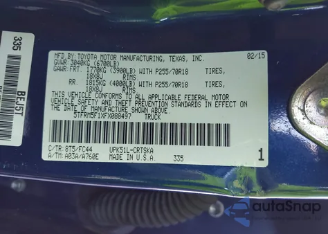 2015 Toyota Tundra Sr5 4.6L V8 z USA, uszkodzony, nr VIN 5TFRM5F1XFX088497